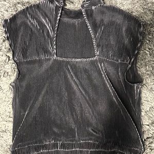 Dressy ribbed blouse -Gray